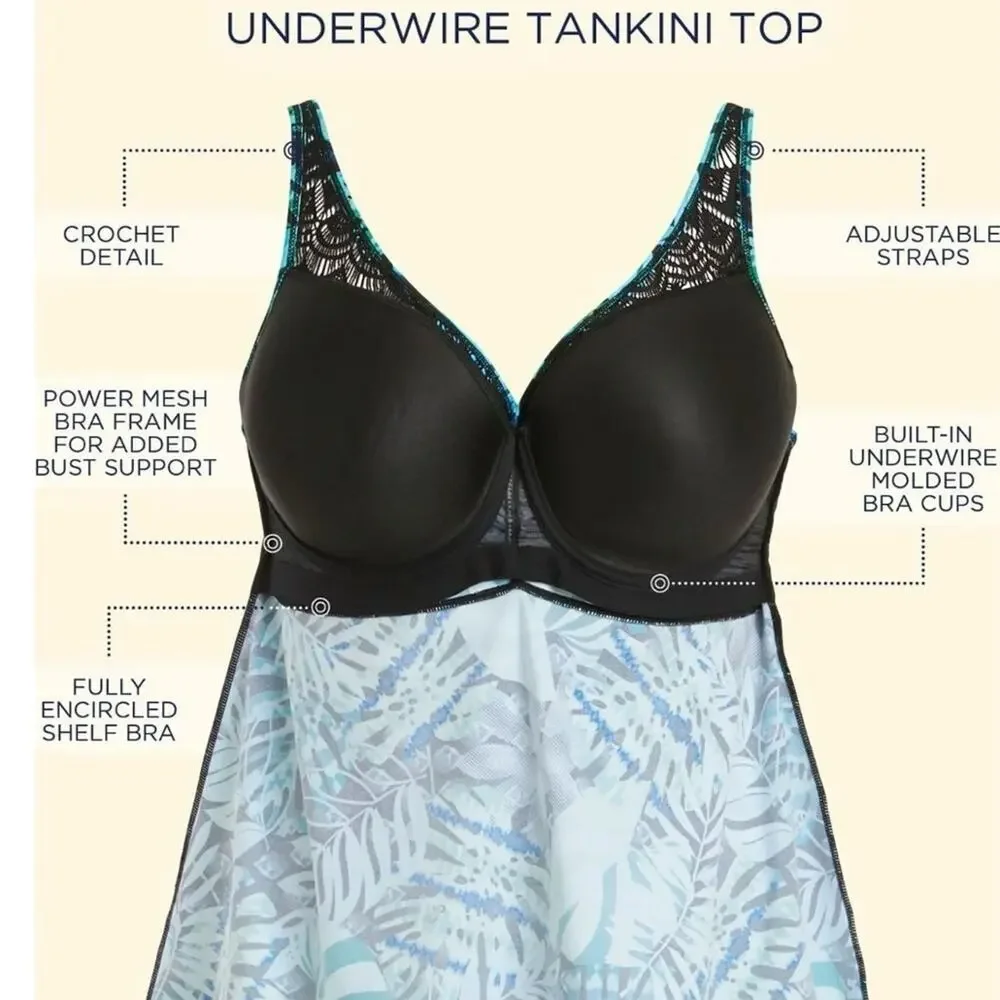 ✨NWT Swimsuits For All V-Neck Swim Tankini Top 42F